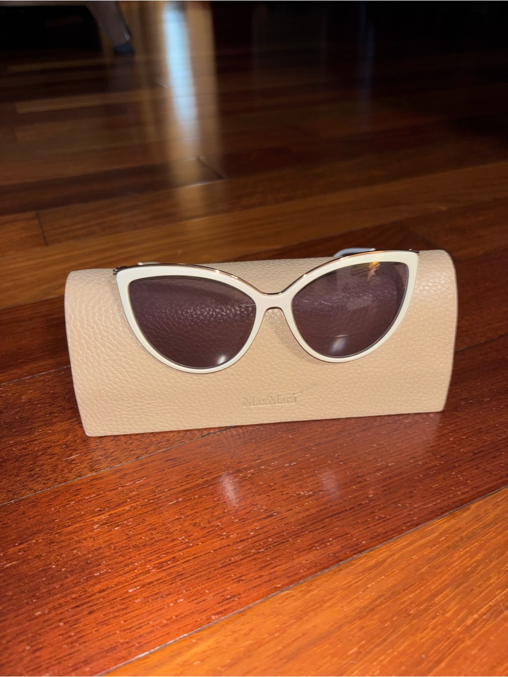 MaxMara Cat-Eye Women's Sunglasses in Cream with Brown Lenses